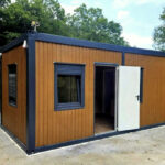 Container cabană 6x3m complet utilat – vedere exterioară Blue Container